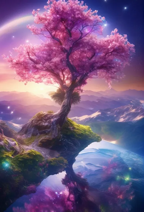 crystal spring blossom,
fantasy, milky way, transparent, 
sparkling, sparkling, wonderful, colorful, 
magical pictures, dramatic...