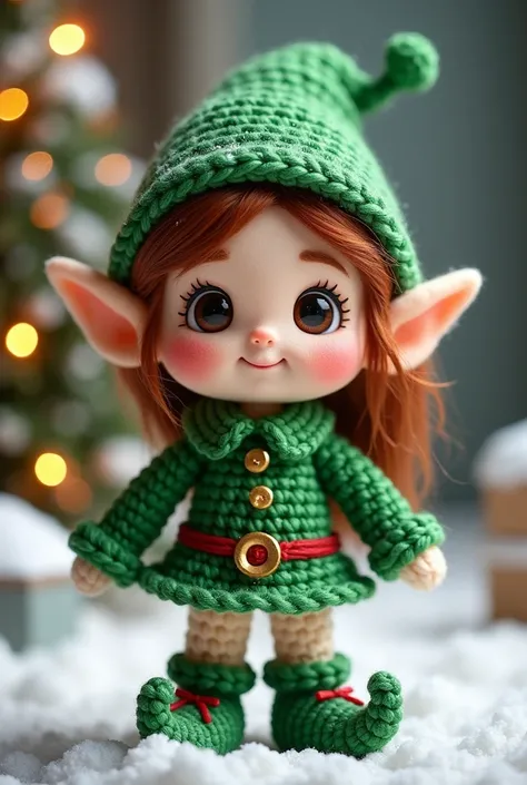 Crochet amigurumi girl Christmas elf Disney style