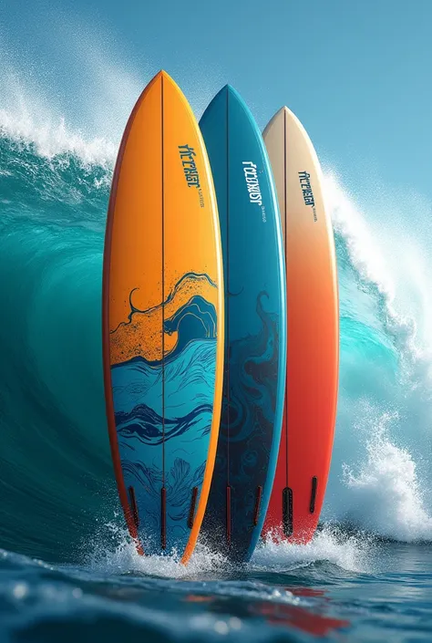 Create a surfboard brand called Fantastic surf BOARdS with attractive surfboard and wave backgrounds 