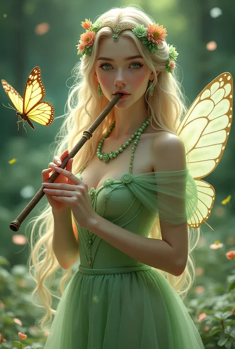 There was one girl.      She was a goddess.      She was twenty years old.      Her eyes are green.      She wore the goddess dress made of butterfly wings.      There was a necklace around her neck.      The necklace was a green pearl.       She has a flu...