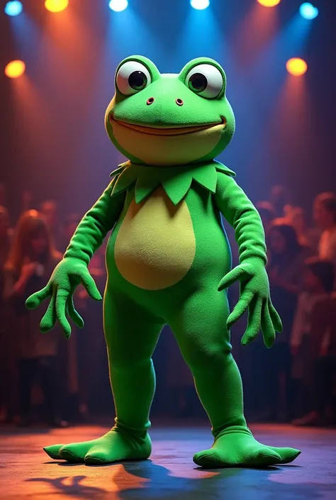 created an image of a person wearing a mascot named "Brother Frog" on the show The Masked Singer