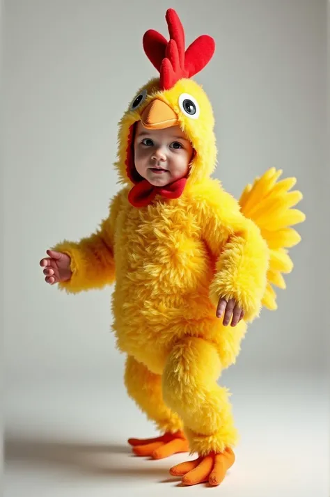 Soul - chicken. Costume for kids. To check the dress for children for a Skit. A small boy wearing chicken costume. 