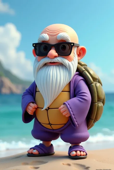 
Cartoon，A turtle with a purple shell standing up，穿着Master Roshi的衣服，Old，Taoist robe，Purple trousers，Purple cloth shoes，Long white beard，Baldhead，White eyebrows，Wear sunglasses，Master Roshi，3d，Rendering Texture，cute，Q version，Europe and America，3d，Anime sty...