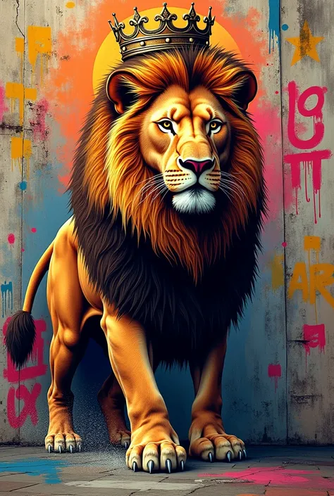 Nome rk_graffiti fashions with lion with crown for clothing store 