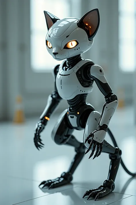 Naked humanoid robot cat