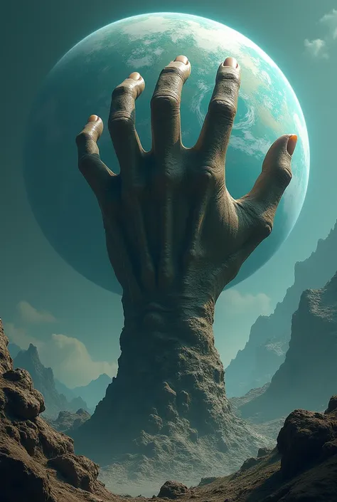 A COLOSSAL hand coming out of planet earth