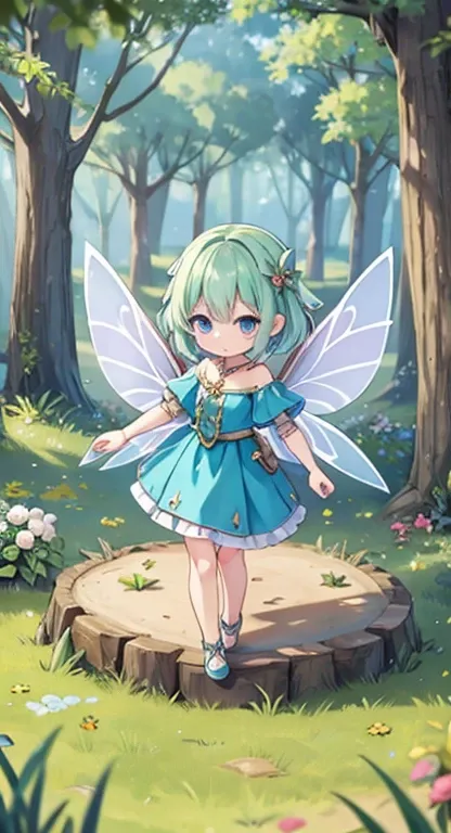 Medieval, very small, little fairy, looking at viewer, POV, forest, 