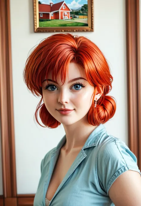 Ranma Chan, redhead, ultra-quality,Photorealsitic,An ultra-high picture quality,Digital SLR,Based on anatomical grounds,Depicted in detail,A slight smil,Detailed face,