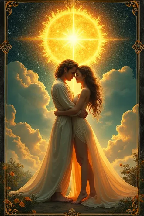 Tarot Cards,the Lovers,beautiful background,high quality,Sun God