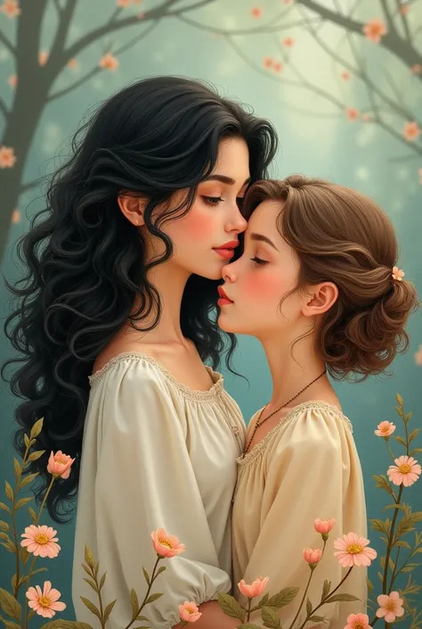  Cover for A Book of Two Sisters, May dark hair with curls, 1 brunette and the younger white girl with semi-light brown hair,  