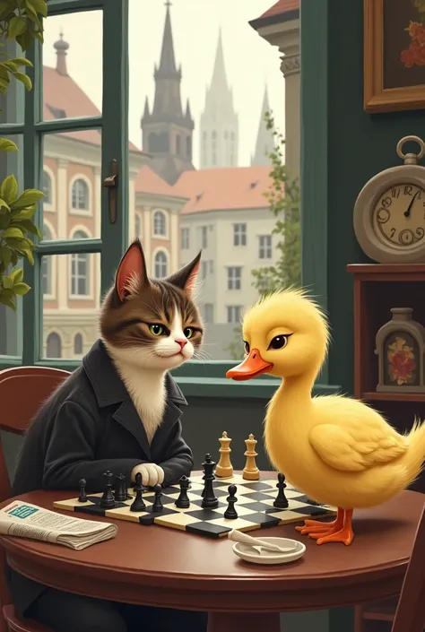 cat, who plays chess with a duck in Cologne