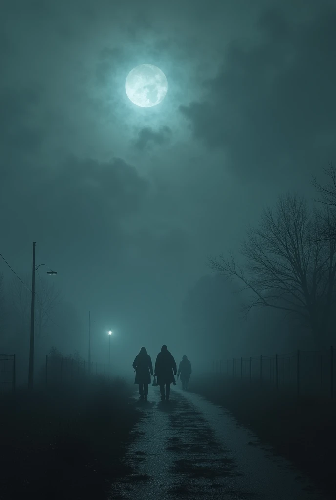 The charm of the dark night, dark and gloomy atmosphere, the dim moonlight is blocked by clouds,in the silent and foggy third of the night 