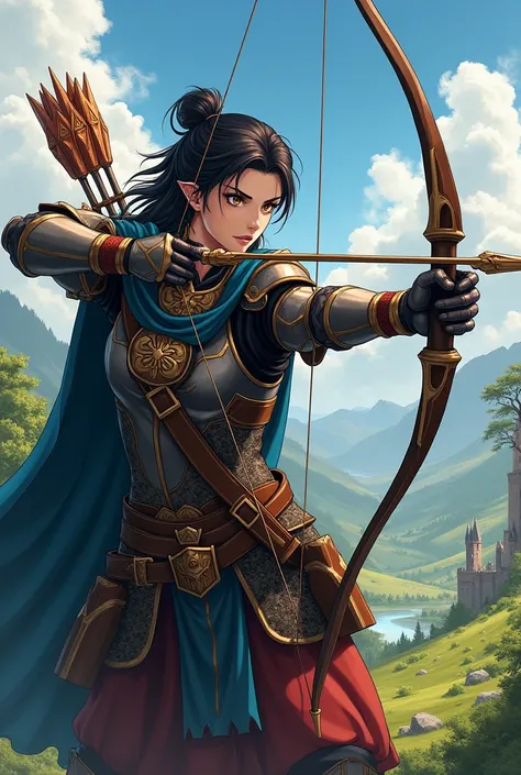 ART OF A MEDIEVAL ARCHER RPG FANTASY ANIME STYLE