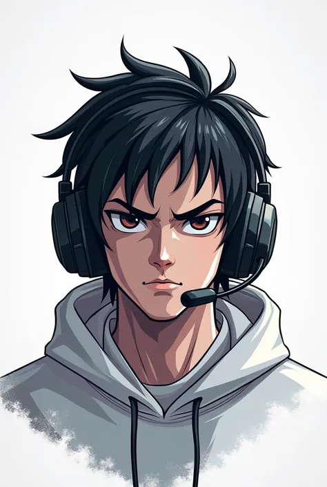 Gamer logo named cannor With a white gamer player wearing headphones, dark hair, receding hairline