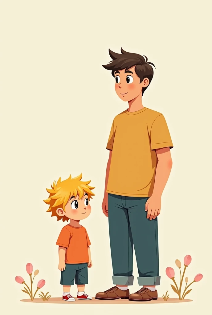 (Animerge flat-2D) A little blond boy next to a man