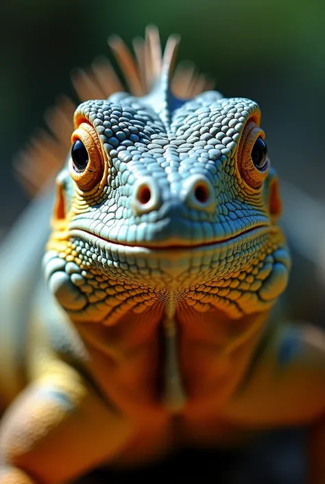 a galapagos iguana,sigma art 18mm lens,kodak film,nikon zfc camera,beautiful detailed eyes,beautiful detailed lips,extremely detailed eyes and face,longeyela shes,detailed skin texture,detailed scales,natural lighting,photorealistic,8k,highres,masterpiece,...