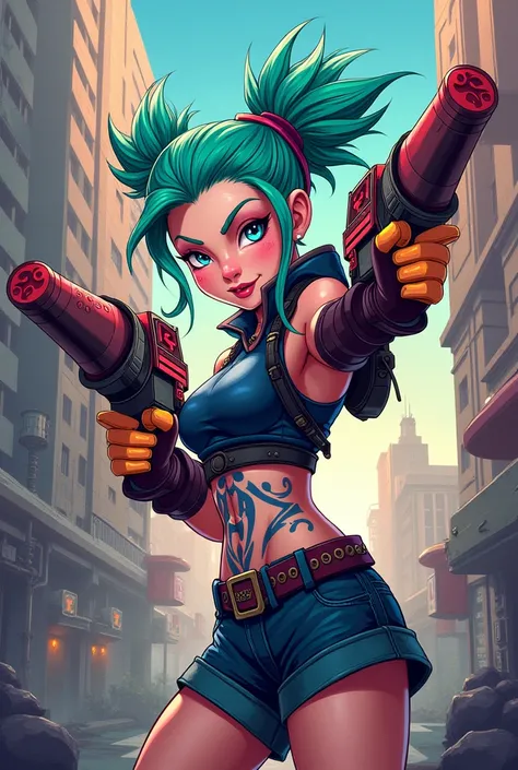 Arcane jinx league of legends ilustracion linea art a color