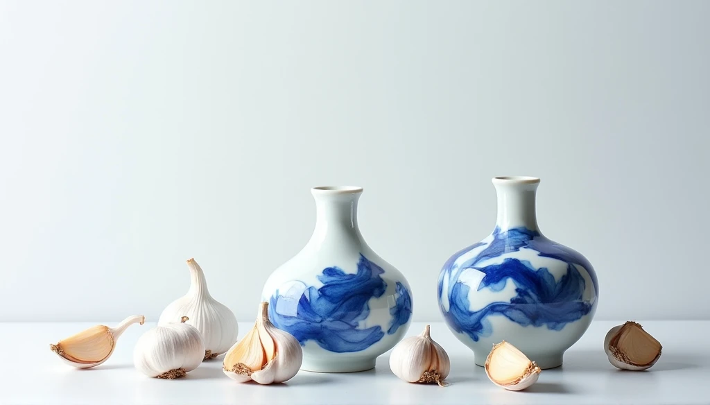 Blue and white porcelain garlic