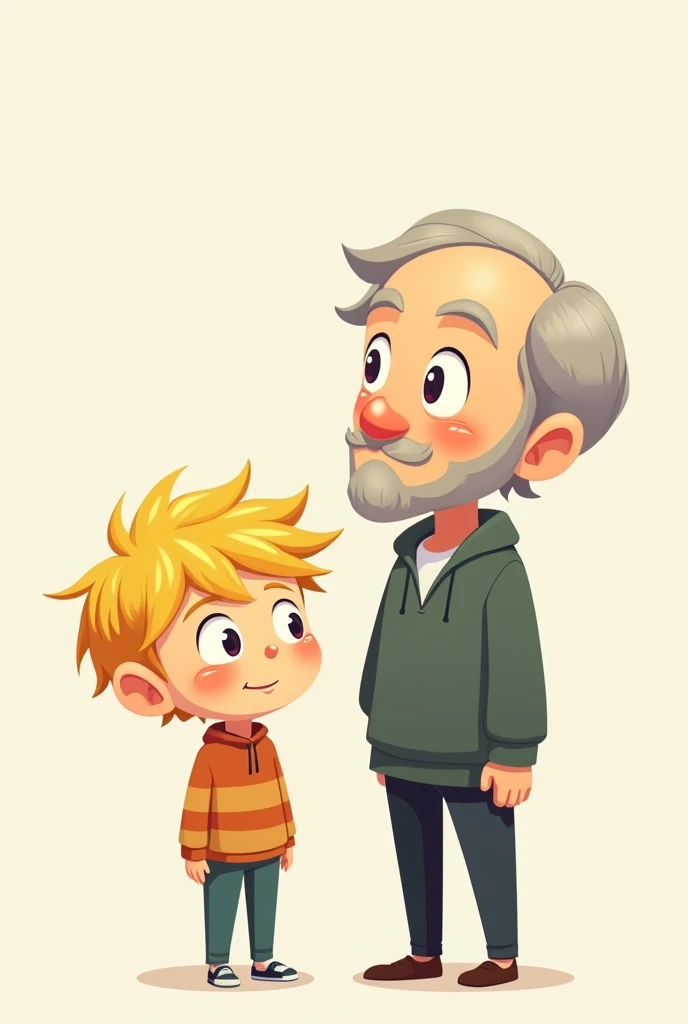 (Animerge flat-2D) A little blond boy next to an older man