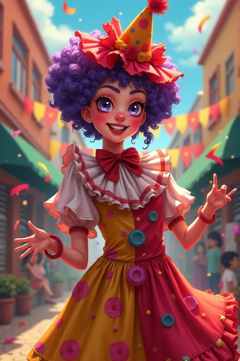 hinata (naruto character) as a chicano clown 