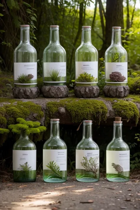 Various lichen ecological bottles