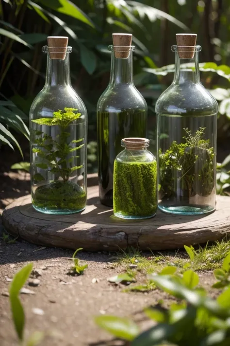 Various lichen ecological bottles