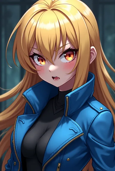 Anime girl Maria Robotnik Naughty My Evil Böse Blonde Hair Blue Jacket Zip White 