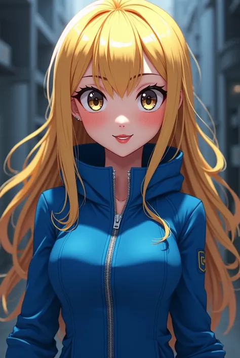 Anime girl Maria Robotnik Naughty My Evil Böse Blonde Hair Blue Jacket Zip White 