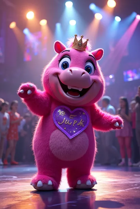 created an image of a person wearing a mascot named "girl hippo happy" on the show The Masked Singer