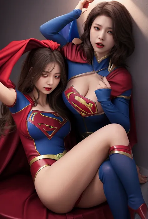 Supergirl and the Vampire,A vampire bites Supergirl on the neck,Supergirl is unconscious,Supergirl is in the thighs