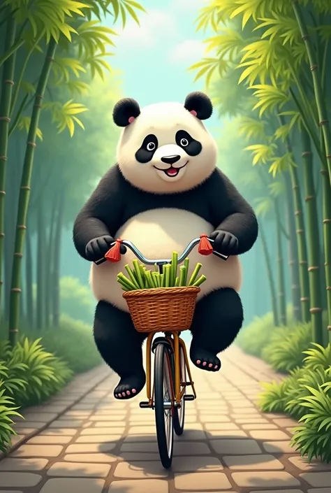 A panda riding a cycle