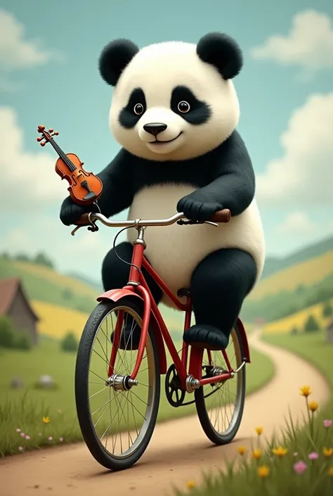 A panda riding a cycle name ZA Classical Tune