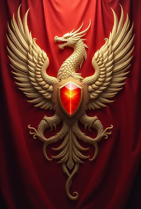 The logo of a royal family. 
They are two dragon-phoenix wings and in the middle a monarch stone.
on a flag