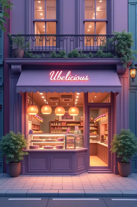 make an Ube Pie Store, Name Ubelicious, and avoid tr too cartoon store make the store aesthetic and not too colorful, then widen the inside of the Ube Pie. store
then just take the front with an half side view