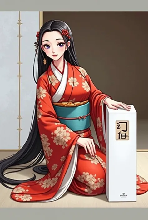 Edo period、Woman in kimono、Long Hair、Mixed race of Japanese and Italian、beautiful、