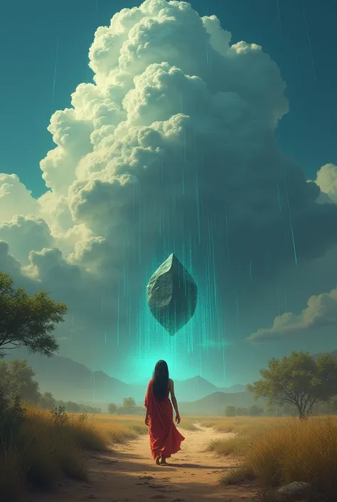 Radha thought, "Maybe the power of the stone can still help." She went back to the stone and made a new wish. She wished for rain so that the crops could flourish again. The stone glowed once more, and clouds gathered in the sky. Then it rained, and the cr...