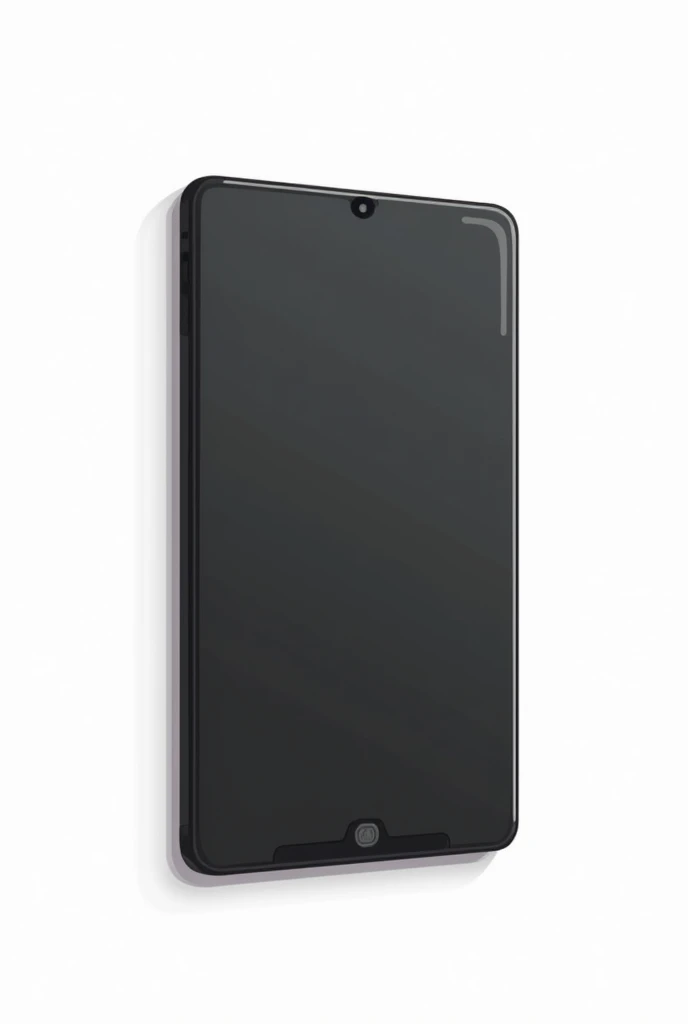 I want to create a detailed cartoon image of a long black tablet with no face on it. , No eyes , and white background