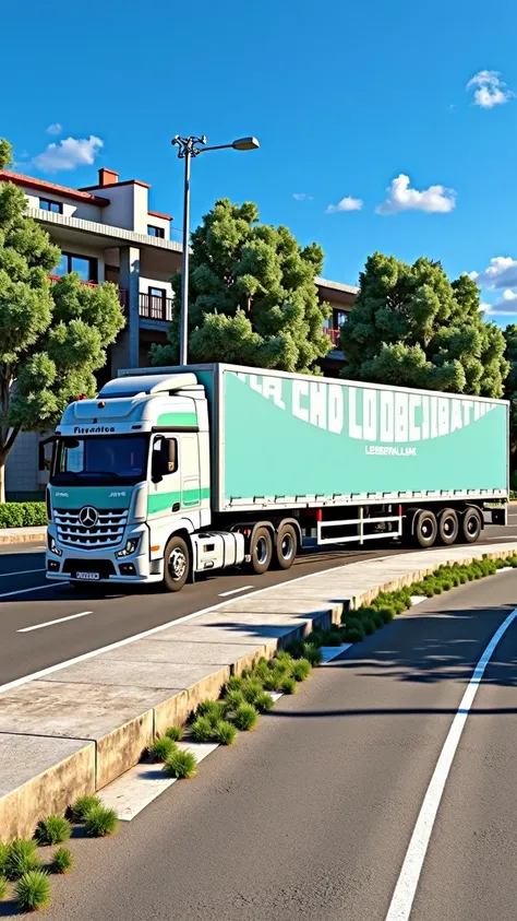 Change uniquement la couleur de ce camion pour qu’il soit bleu-vert foncé 