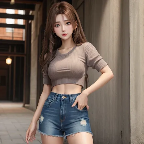 1girl, Brown, Hair, eyes, Rok, Denim