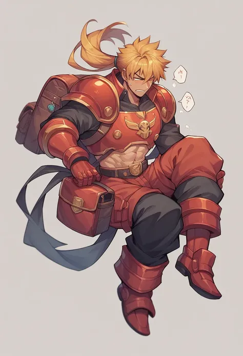 Pyrobolt is a god with an appearance similar to Bomberman., but with gold and red armor. He has long blond hair that is tied in a ponytail., and his eyes are a deep shade of red. He also carries with him a backpack full of bombs..