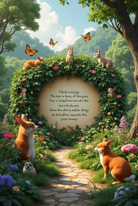 A garden with animals and centre of the garden write @kept_the_lyrics niw write kept th lyrics
