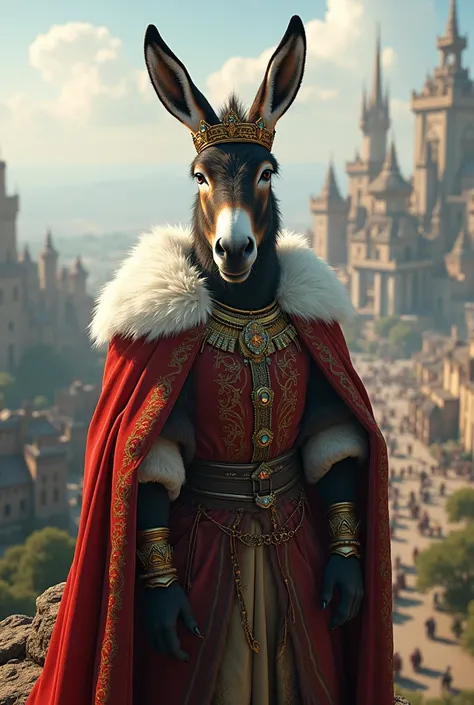 Donkey king standing in front of her empire 
