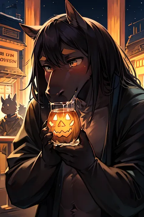 Halloweenパーティーをする馬　HalloweenパーティーをするThoroughbred　　Horses drinking　　Halloweenの夜　Horse-focused　　Drinking horse　Horse face close-up　Halloween　Halloweenパーティーをする馬たち　Halloweenの夜　Halloweenでコウモリのコスプレをする馬　HalloweenのコスプレをしてるThoroughbred　Horse standing on two legs　二足...