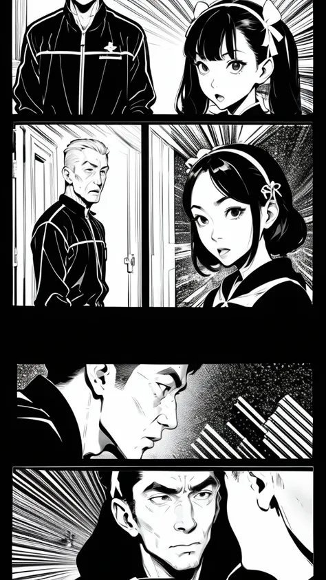 comics、Black and White、Conversation scene