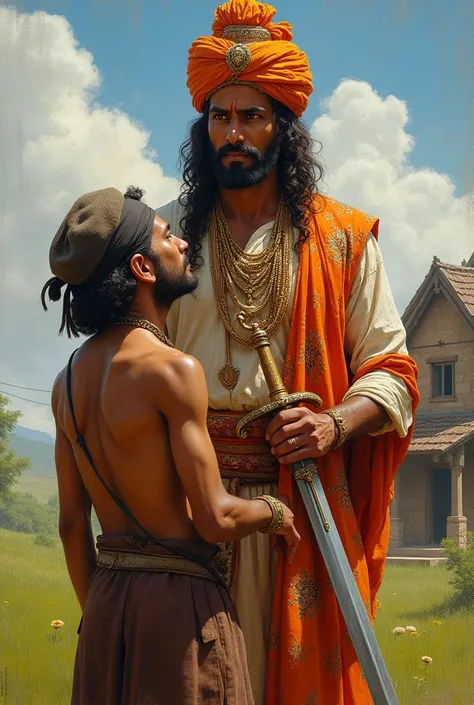 
Picture of handsome Rajput came helping the poor farmer 
