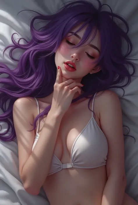 Purple hair girl rubbing clit 