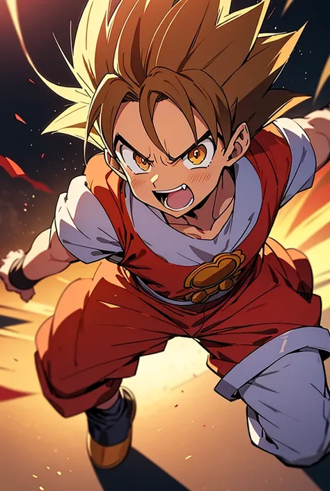 super saiyan, gear fifth, solo, monkey d. luffy, 1boy, high resolution, high quality, 