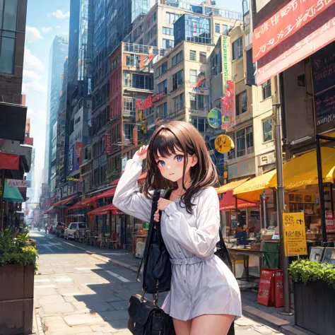 Girl against the background of the city