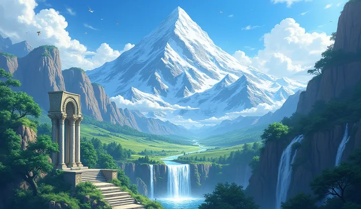 Anime background style, mount olympus, sublime details