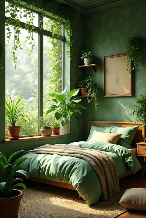 Beautiful green bedroom only